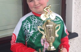 Aaron Trainer with his second place trophy in Bohermeen