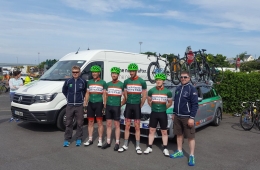 L-R John Wall Manager, Alan Gray, Ray O`Shaughnessey, Liam Dolan, John Fitzpatrick, Ray Fedigan (Mechanic)