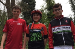 The Under 14 Podium at the MTB League L_R Robert Malone (2nd) Eoin Carthy (1st) Ronan McDonnell (3rd)